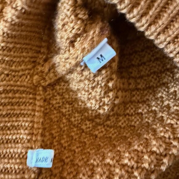 Sandro Mustard Brown Wool Blend Crew Neck Chunky Knit Sweater Women’s Size M - Picture 4 of 7